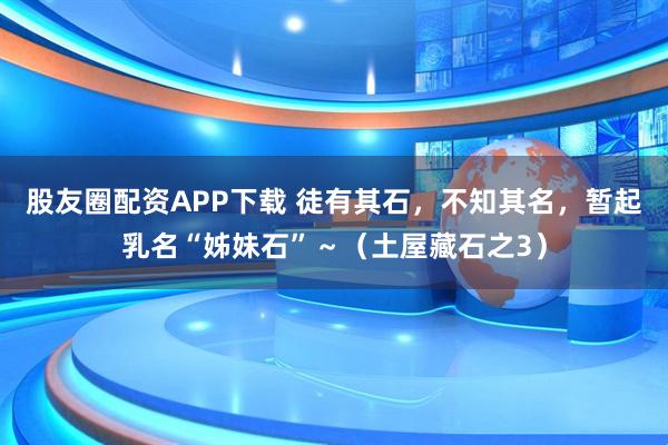 股友圈配资APP下载 徒有其石，不知其名，暂起乳名“姊妹石”～（土屋藏石之3）